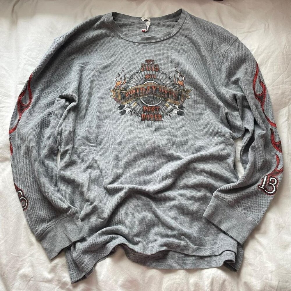 Biker Flame Long Sleeve Top